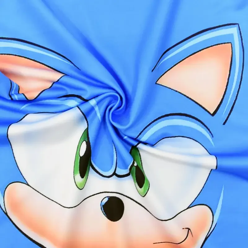 2025 New Kids Girls Sonic Anime Cartoon Ruffle Blue Short Sleeves Dress Outfit Christmas Halloween Cosplay Costume AA
