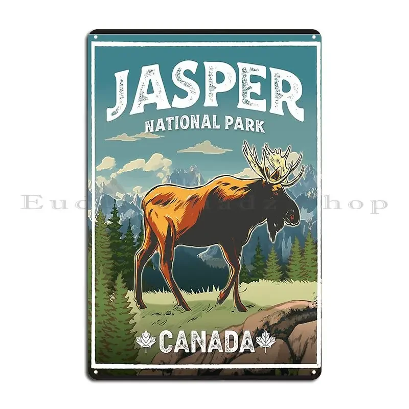 Jasper National Park Moose Vintage Look Metal Plaque Poster Bar Personalized Living Room Wall Cave Garage Tin Sign Poster
