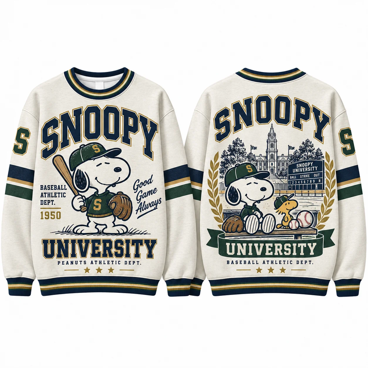 Snoopy Peanuts Crewneck Sweatshirt Men Women Vintage Campus Pullover Long Sleeve Cartoon Streetwear Tops Kids Clothes