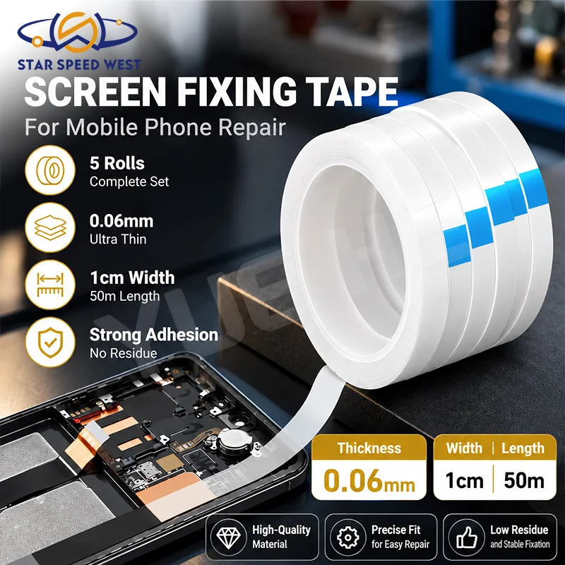 KEGUAN Transparent Screen Fixing Tape 0.06mm Ultra Thin PET Adhesive Tape for Phone Screen Warping Repair Back Cover Fixation