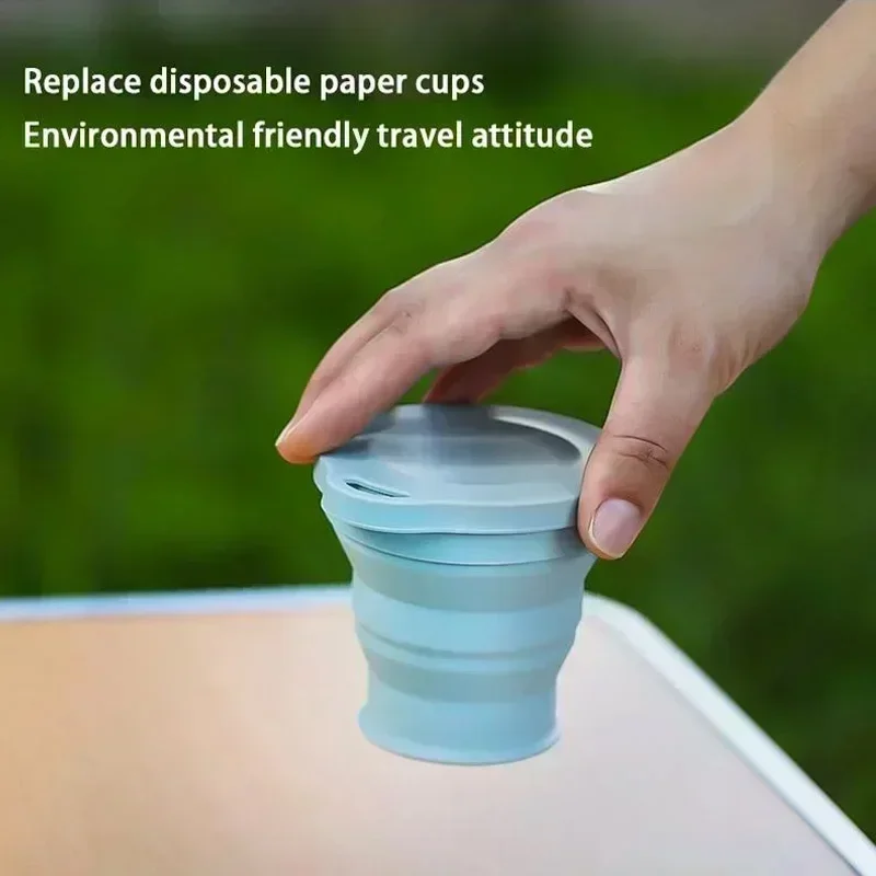 1-20Sets 180ML Folding Cup Mini Retractable Cup Silicone Portable Teacup Outdoor Travel Coffee Telescopic Drinking Mug with Lid view 3
