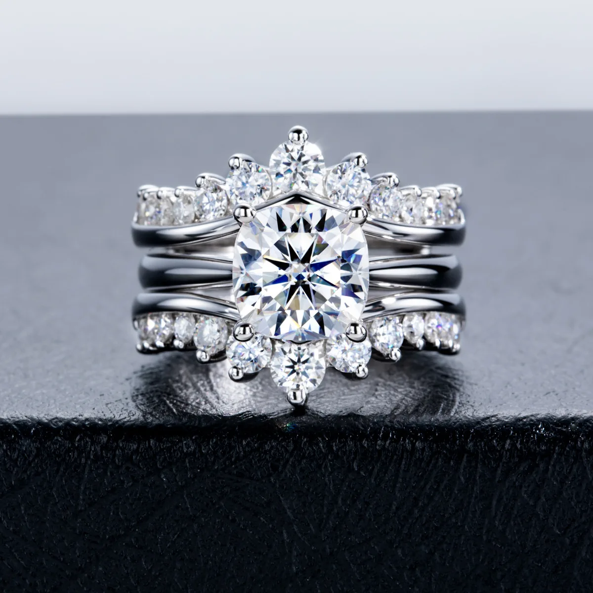Carnica 8x10mm 3CT Stone Real Moissanite Ring for Women 100% S925 Sterling Silver Sparkling Wedding Band Jewelry GRA D Color Hot