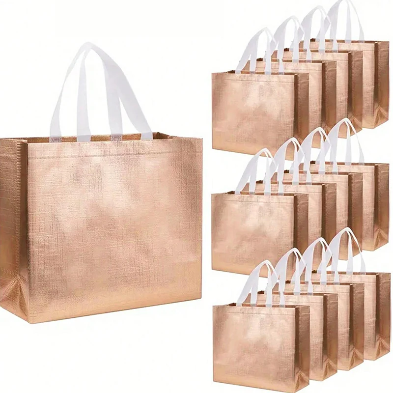 1/5/10pcs silver reusable gift tote grocery shopping bags apply to bridesmaids birthday party wedding, bachelor party supplies