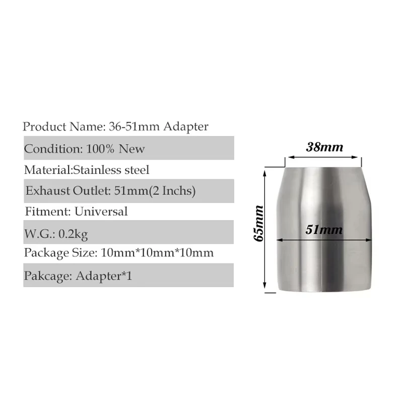 38-51MM Universal Exhaust Pipe Adapter Connector Welding Pipe Motorcycle Exhaust Muffler Connector Adapter Tube