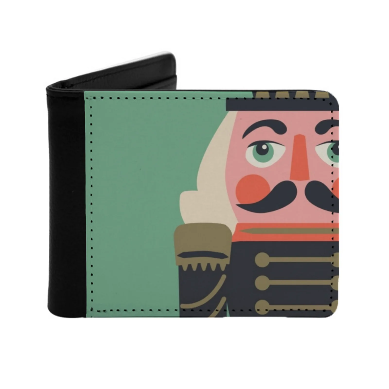 

Nutcracker On Green Personalized Men's Leather Wallet Card Money Bag Pu Leather Wallet Nutcracker Graphic Christmas Soldier