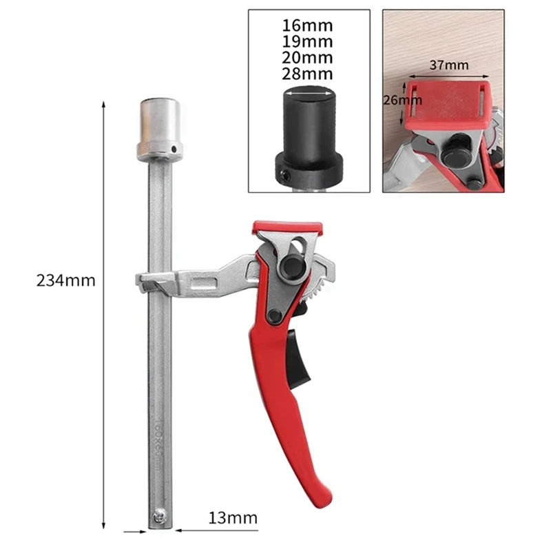 ABSU Desktop per la lavorazione del legno Morsetto di fissaggio ad azione rapida Clip fissa veloce per panche per la lavorazione del legno Morsetto F a cricchetto con foro da 20 mm