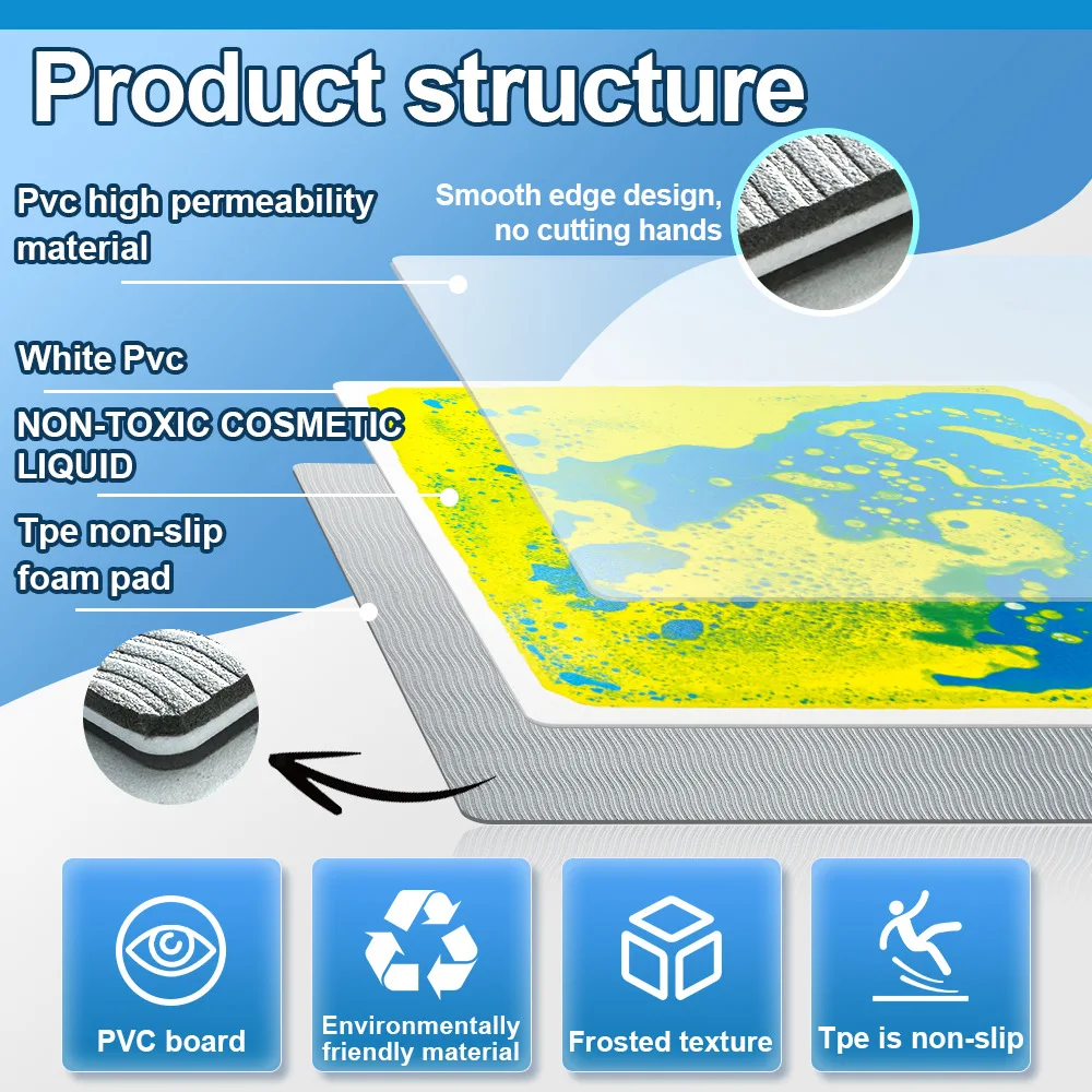 مركز التعليم المبكر لرياض الأطفال، طوب مربع ملون، أرضية سائلة، لعبة ألغاز للأطفال، حصيرة حسية سائلة محكم #6