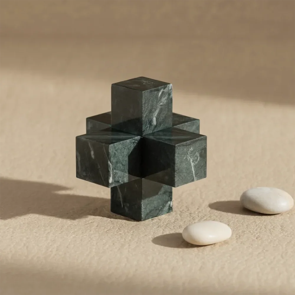 Handmade Sculpted Marble Cross Block Ornament Luxury Sculptures and Figurines for Bedroom Living Room Home Decoration