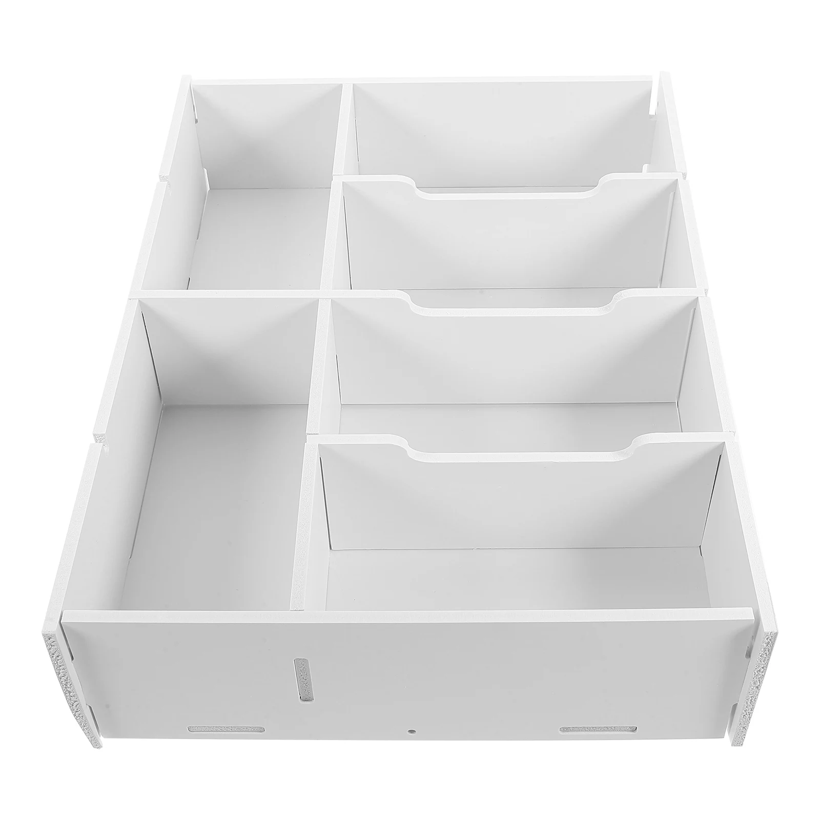 

6-Grid White Desktop Coin Bill Organizer with Locking Cash Box for Office Use Multi-grid Receipt Storage Container