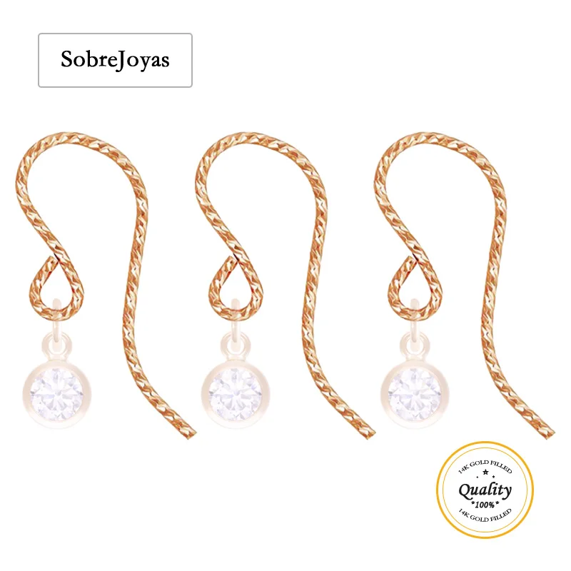 

14K Rose Gold Filled Earring Components - Sparkle French Ear Wire 21ga 0.71mm Hook with Loop Bulk Wholesale Findings Ear Wire