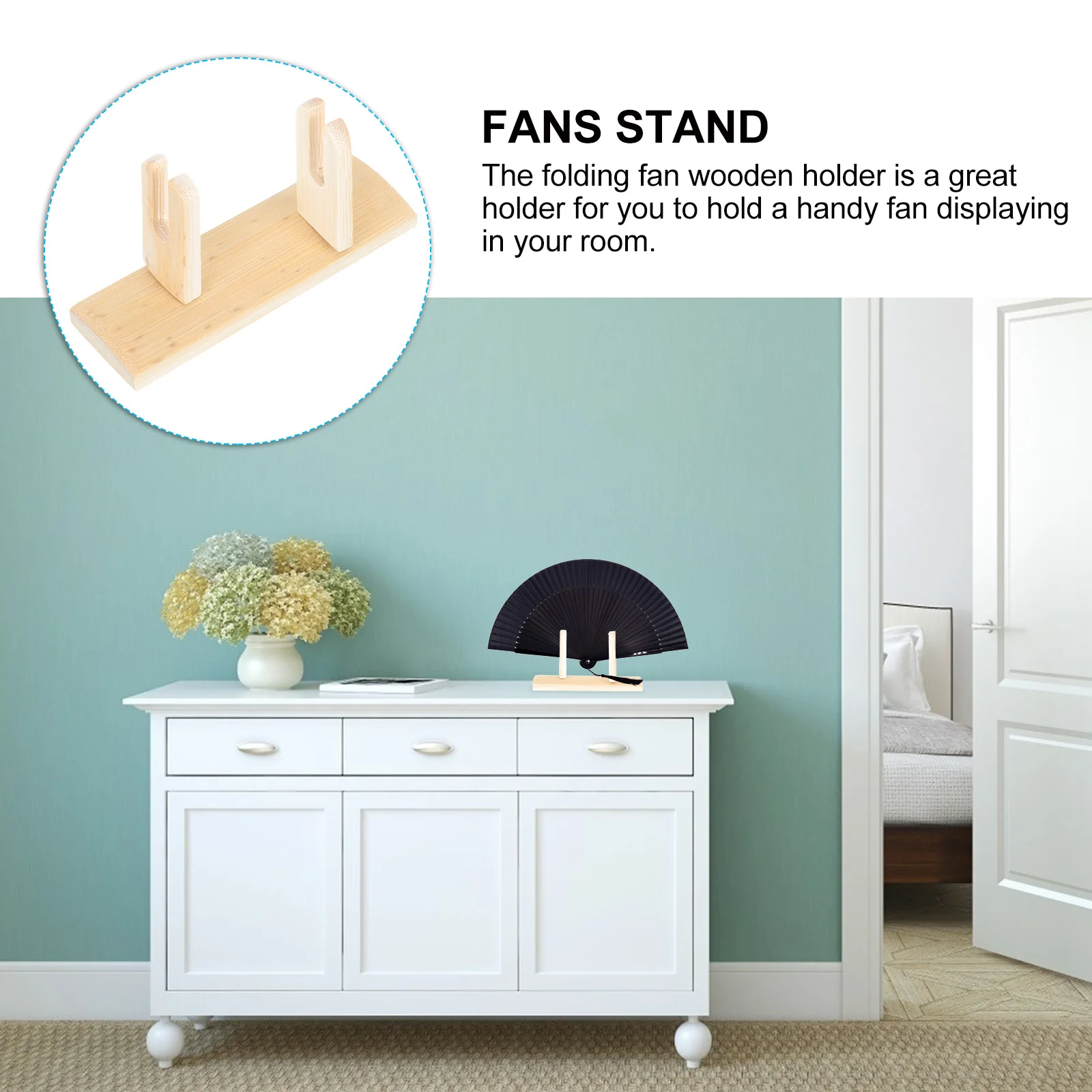 

2Pcs Folding Fan Wooden Stand Japanese Style Fan Holder Traditional Folding Fans Display Rack Home Decoration Fans Stand