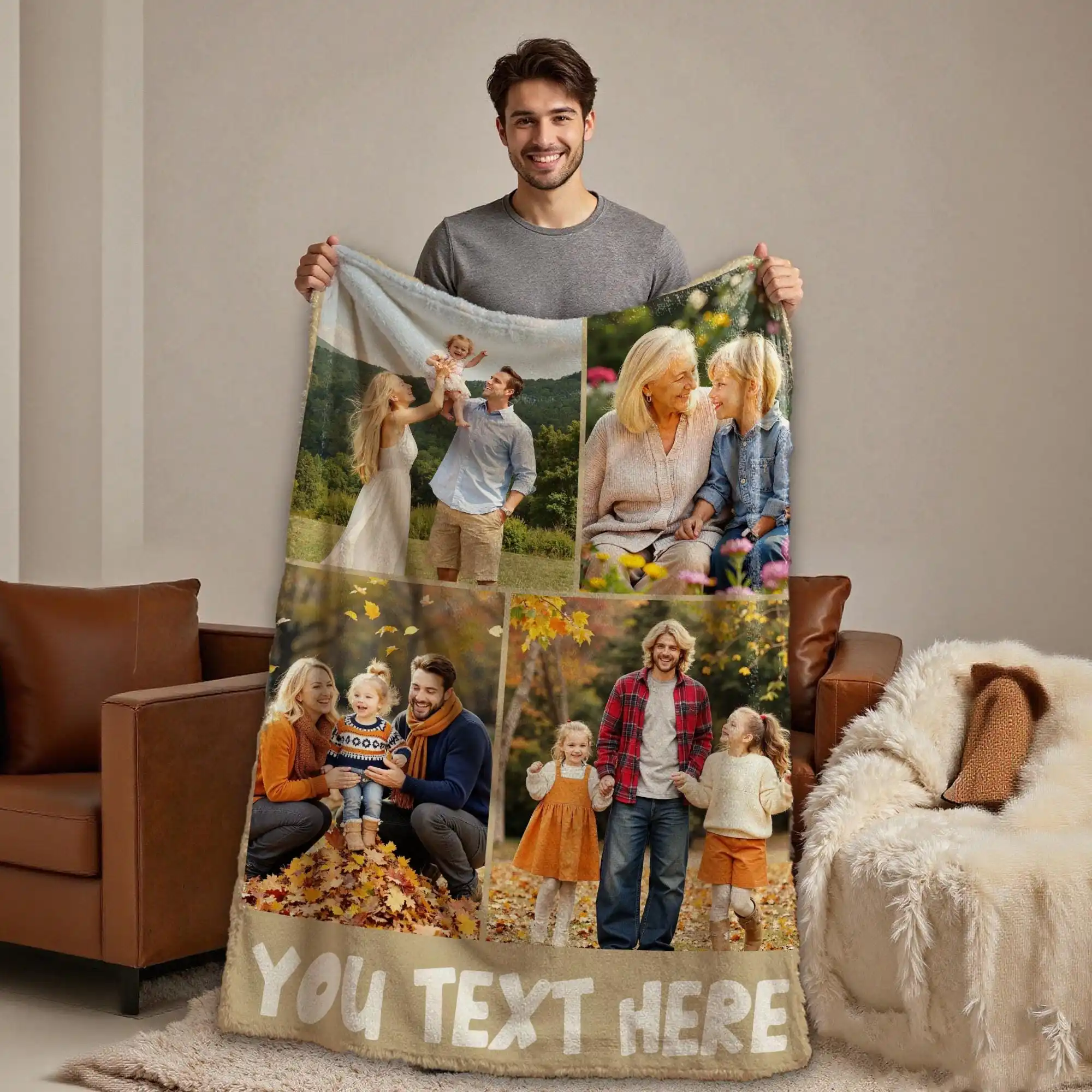 1pc Personalized Picture and Text Customized Blankets, Gift Blankets Tailored for Children, Parents, Lovers, and Friends