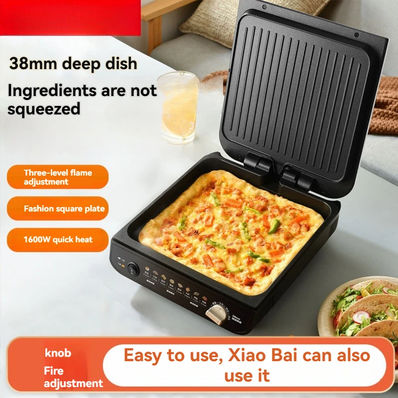 Electric Crepe Maker 38mm Deep Pan Family Size Pancake Breakfast Griddle Non-Stick Easy Clean Commercial Home Use