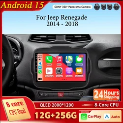 Android 15 Carplay Auto For Jeep Renegade 2014 - 2018 Car Radio Multimedia Video Player Navigation GPS No 2Din 2 Din DVD DSP 4G