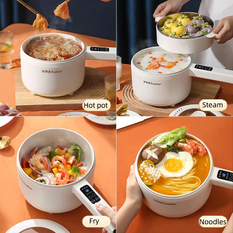 600w elektrischer Kochtopf Reiskocher Hotpot Multi kocher Pfannkuchen intelligente elektrische Pfanne gebratene Pfanne 1,6 l Dampf garer 220v