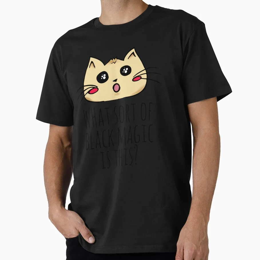 what kind of black magic is this_ - kitty Funny Cat Gift T-shirt Short Sleeve Graphic Clothes All size tops S-6XL 100% Cotton