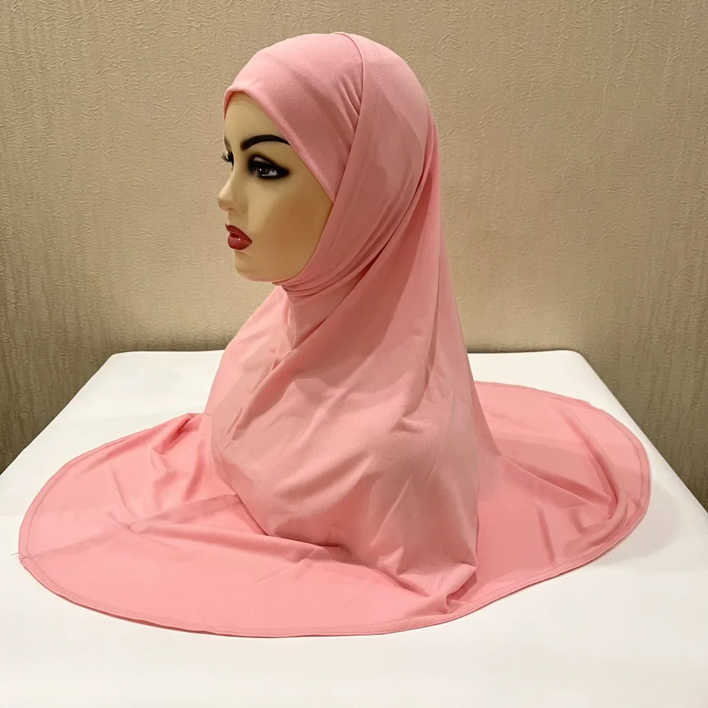 70x60cm liso de duas peças tamanho grande hijab muçulmano com parte interna do queixo feminino amira puxar pronto para usar hijabs femininos de alta qualidade