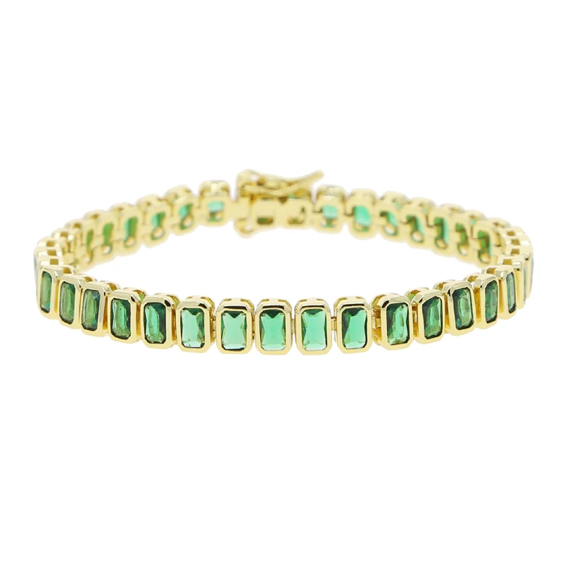 Verschiedene geformte geometrische Lünette Zirkonia 5A CZ Tenniskette Armband klassische Mode Damen Schmuck