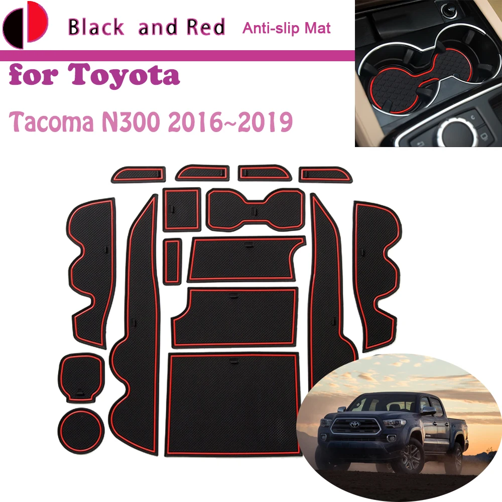 Rubber Door Groove Mat for Toyota Tacoma N300 TRD 2016 2017 2018 2019 Cup Cushion Gate Storage Slot Coaster Dust-proof Sticke