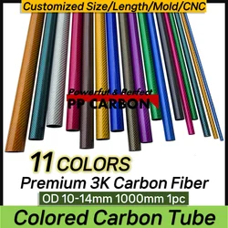 1000mm Carbon Fiber Tube For RC Airplane Parts, OD 10-14mm Carbon Tube Glossy Red Gold Orange Green Blue Blue Silver 3K Material