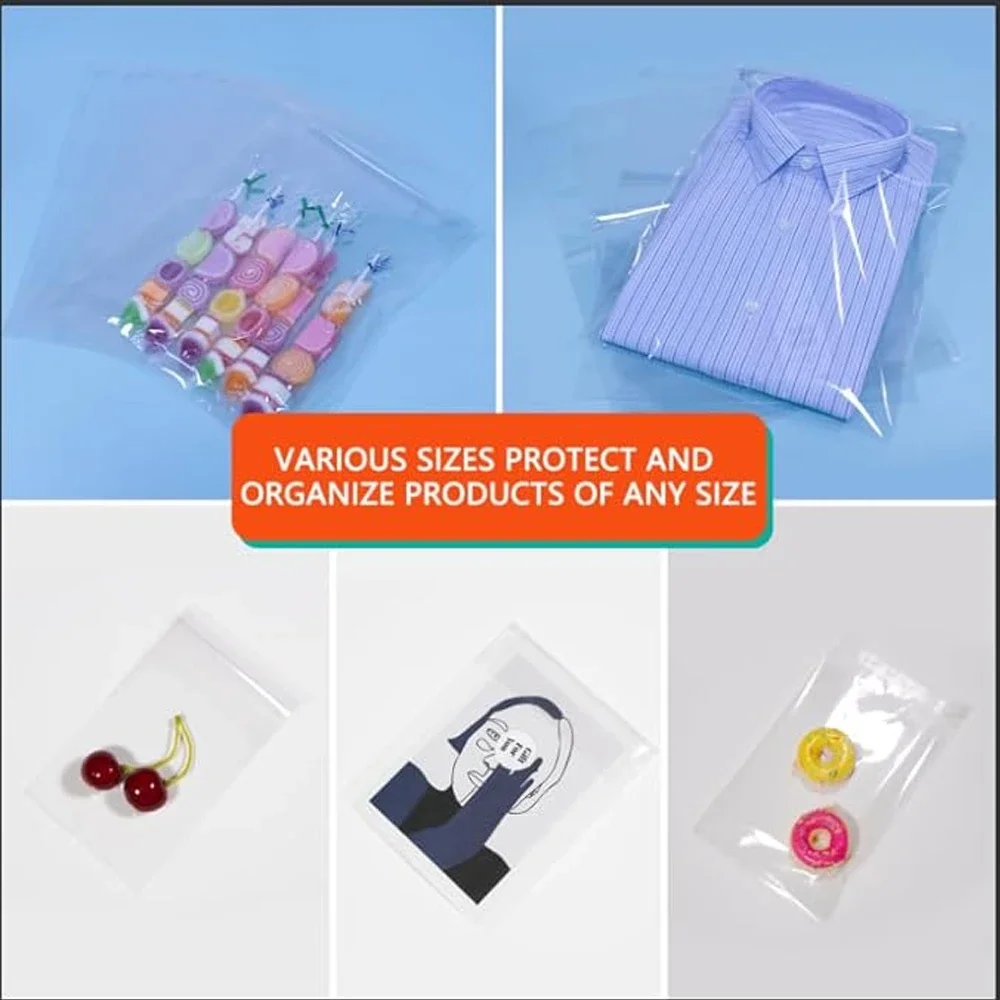1000-100 Stück OPP Selbstklebende Klare Plastiktüten Verpackungs-Versiegelungs-Cellophanbeutel für Schmuck, Kekse, Süßigkeiten, Geschenke, Kekse Verpackung – Detail 6