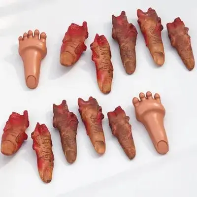 

10 шт. искусственных кровавых отрубленных пальцев для Хэллоуина, реалистичные реквизиты для ужасов, декор для розыгрышей, украшения для вечеринок в доме с привидениями