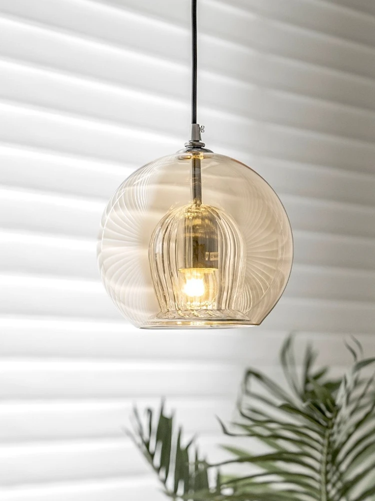 Nordic designer arte flor dupla camada de vidro luzes pingente para restaurante bar quarto cabeceira pendurado lâmpada luminária