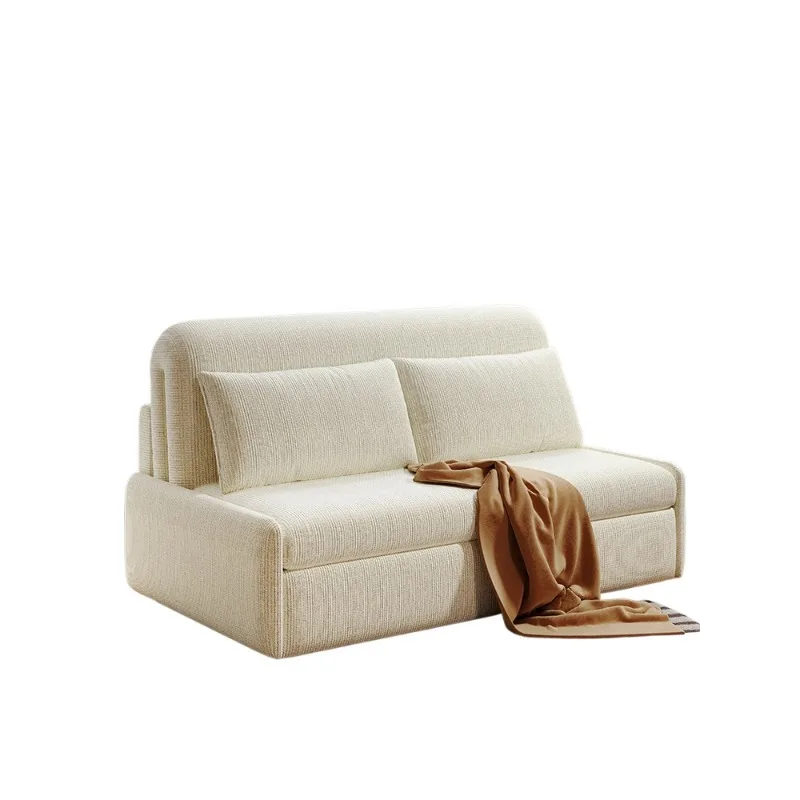Modern simple electric sofa bed, foldable small apartment living room single study sitting and sleeping dual-purpose cream wind