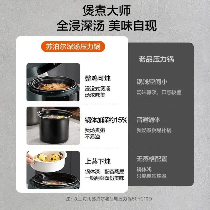 Supor intelligent touch multifunctional electric pressure cooker, rice cooker, double pot, top steaming and bottom boiling