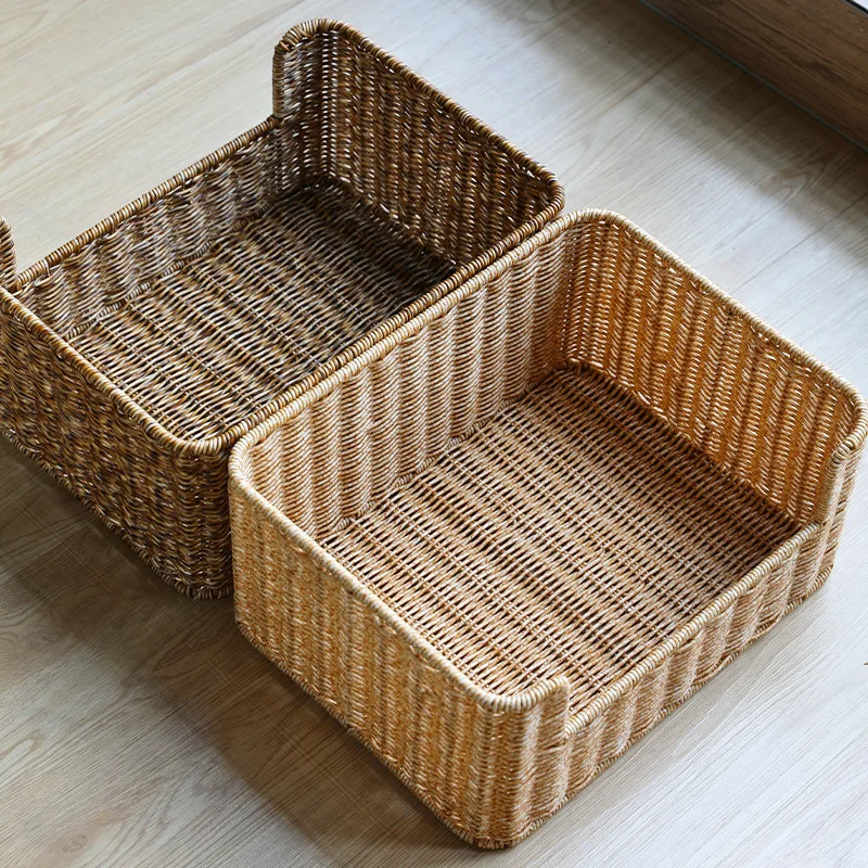 Suitable for Study, Office  Book and Document Storage Baskets  Cabinet Sorting Baskets  Imitation Rattan Drawer Baskets