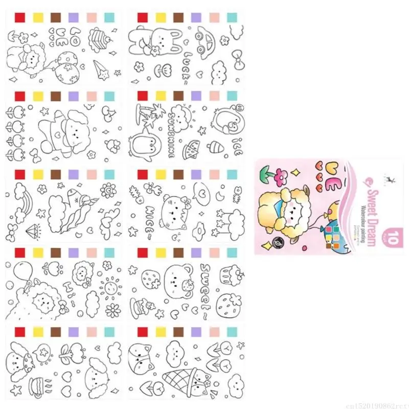 D5BB 여행 친화적 인 그리기 종이 책 어린이를위한 종이 책은 사전 페인트 수채화를 포함합니다.