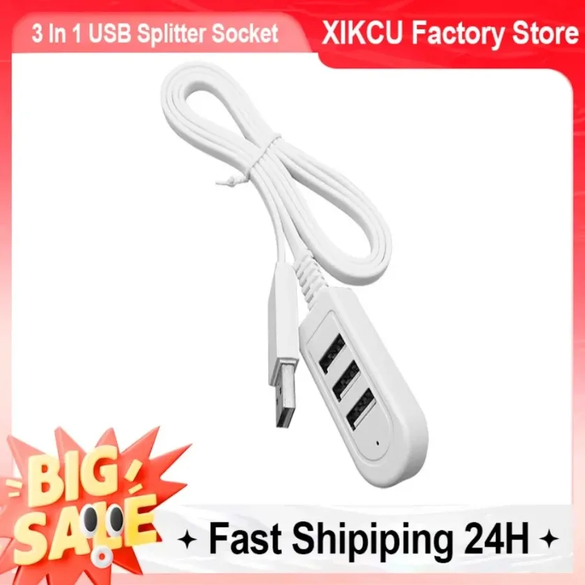 Multi-function 3 In 1 USB Splitter Socket 3A Charger Converter USB Port Hub Digital Data Cables Accessories Extension Cable Line