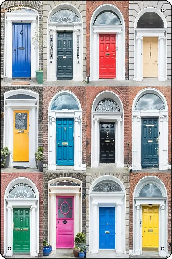 

Colourful Dublin doors Poster Metal Sign Decor - 8 x 12inch Bar Pub Garage Man Cave Wall Art