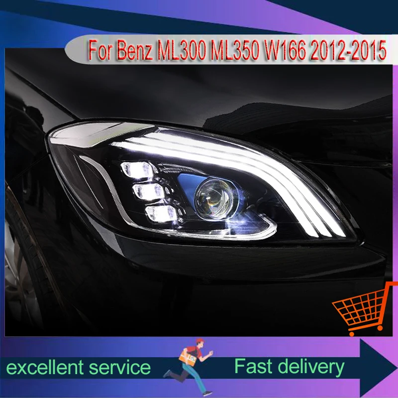Auto Car 2012-2015 Headlights LED Lamps For Mercedes Benz ML300 ML350 ML400 W166 Upgrade Style Front Lamp DRL Tools Accessories view 2