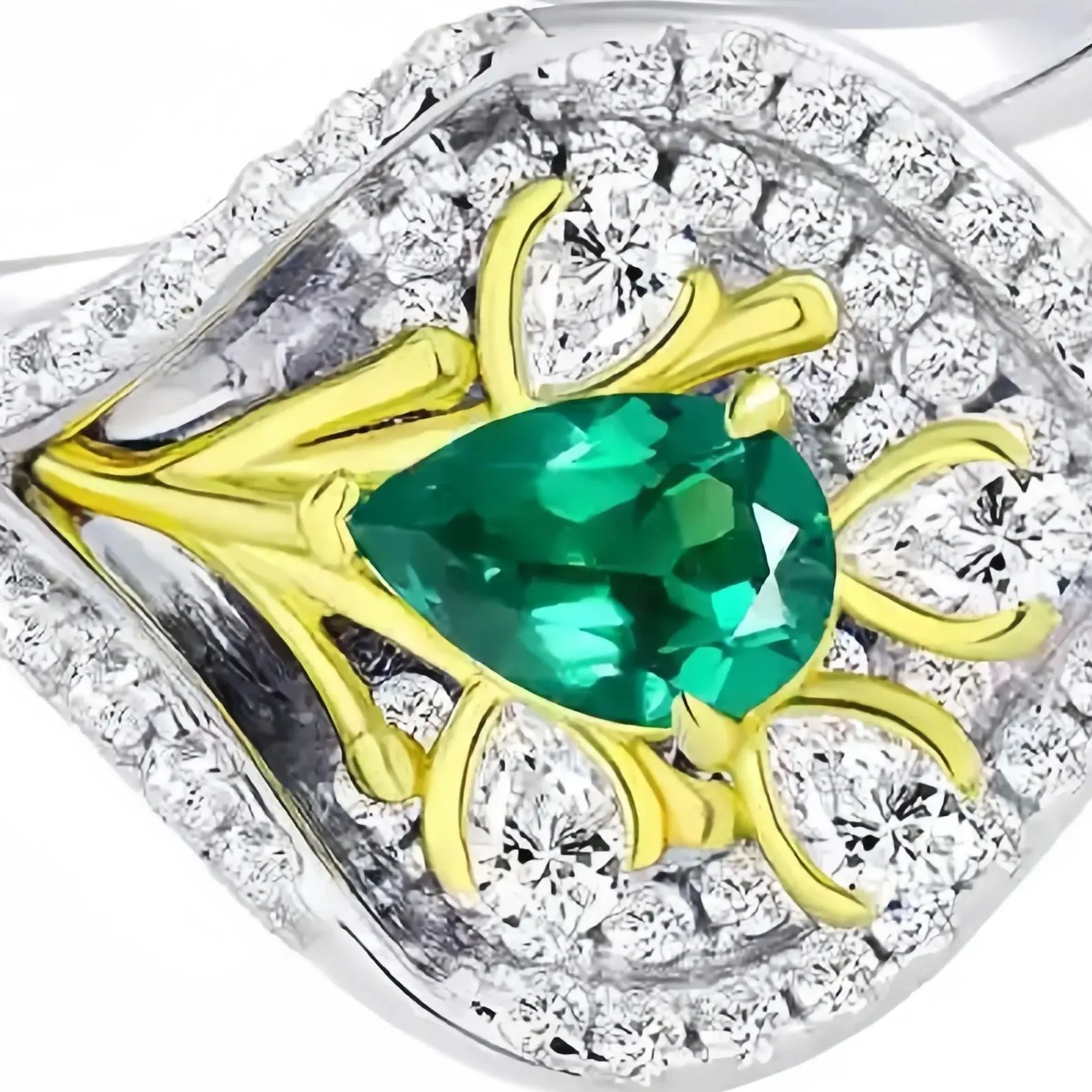 Winkin Winsin MUSHAN MGI Lab Grown Gemstones Emerald Ring Opening Adjustable 18k Gold Plated 925 Sterling Silver Rings Jewelry
