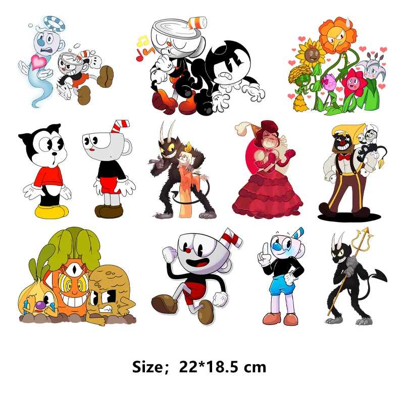 Kids Game Cuphead Patches for clothes iron on transfer DIY children printing for clothes vinyl stickers