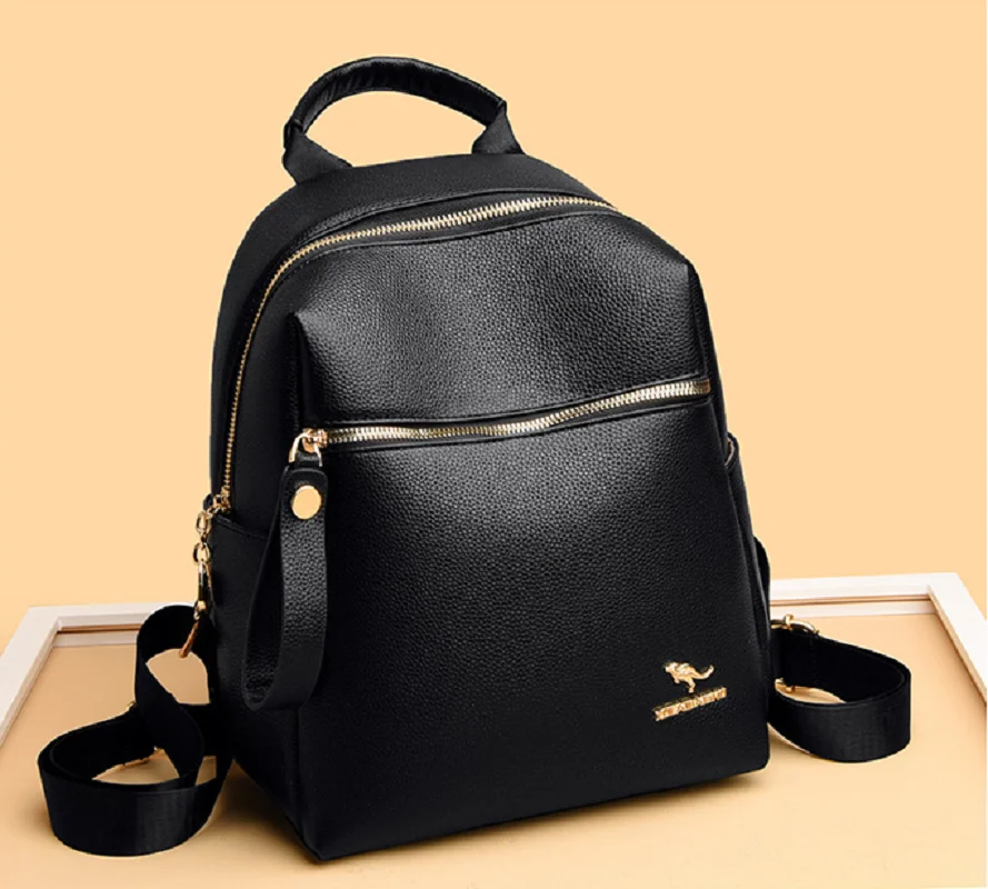 Hot Sale Fashion Korean New Women's High Quality Soft Leather Backpack Casual Travel Shoulder Bags Large Capacity School Bag
