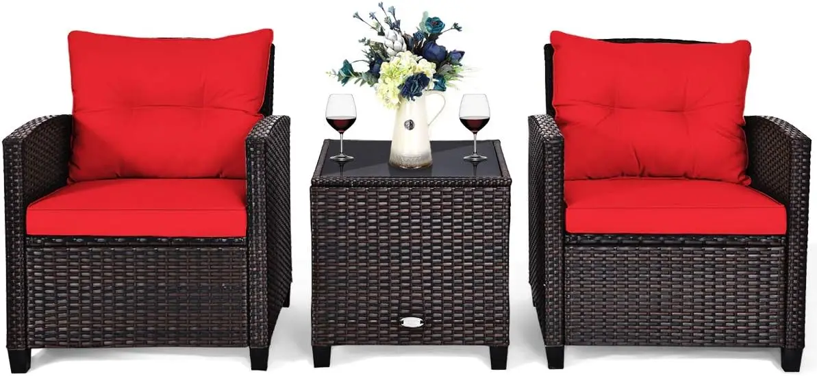 

3 PCS Patio Furniture Set, OneSize, Red Wipe with Damp Cloth