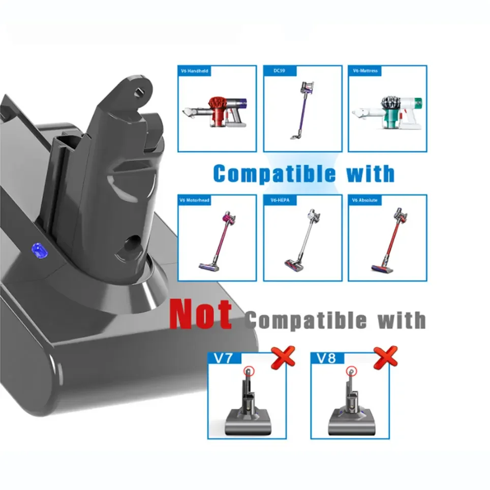 21.6V Battery For Dyson 4800/6800/7800/9800mAh V6 Battery For Dyson Vacuum Cleaner 21.6V Spare Battery For Dyson  DC62 DC59