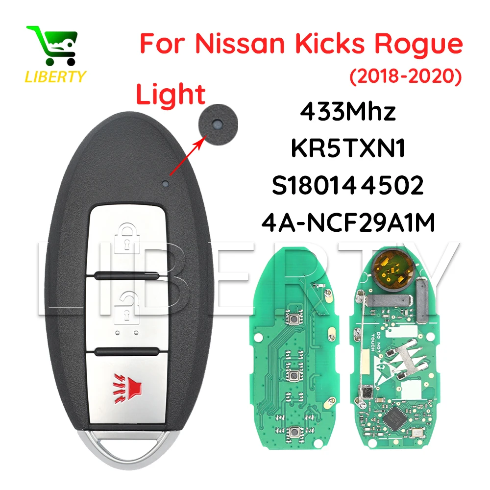 Liberty S180144502 مفتاح ذكي عن بعد فوب لنيسان ركلات روج 2018-2020 433.92 ميجا هرتز 4A رقاقة NCF29AxM 285E3-5RA0A 3 أزرار KR5TXN1 #1