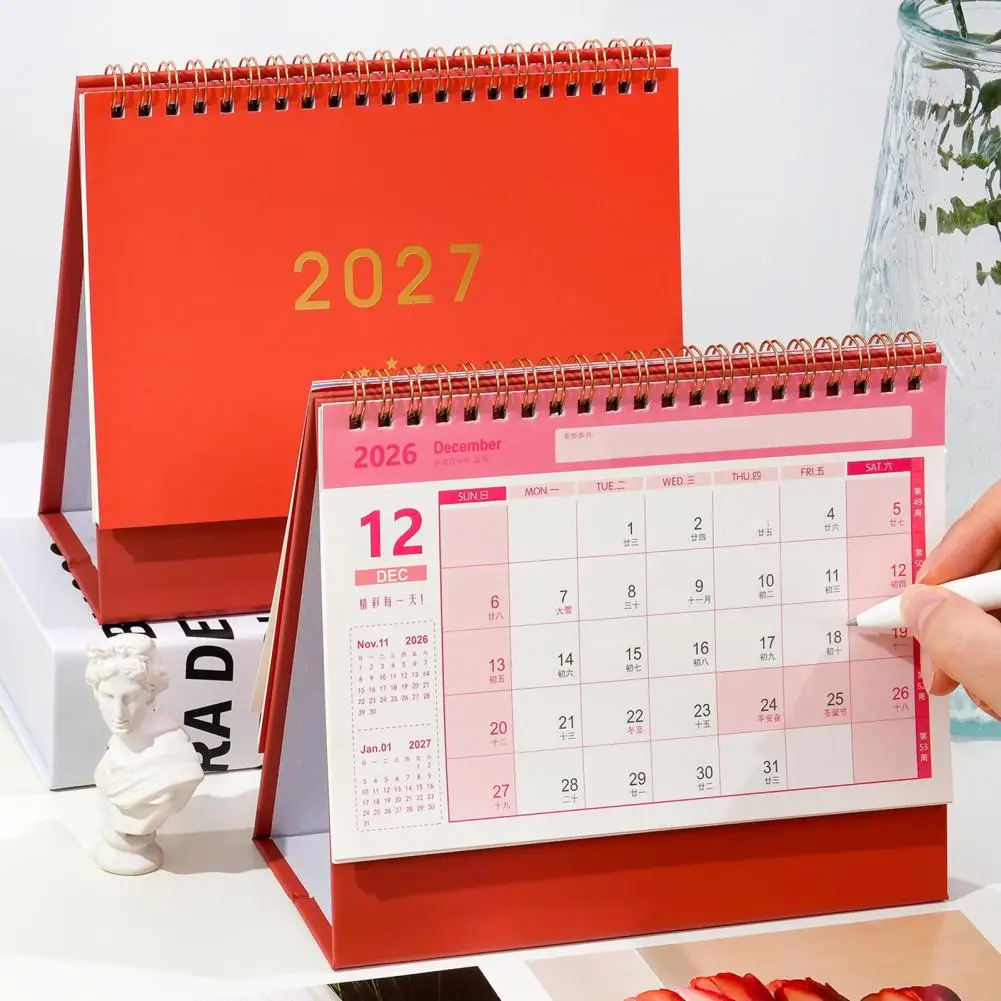 Planner for Office 2027 Desk Calendar Flip Stand Minimalist Gold Foil Monthly Planner Thick Paper for Office for Productivity