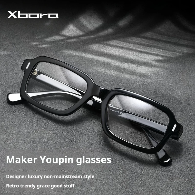 

Xbora High Quality Black Square Thick Frame Acetate Glasses Can Be Matched With High Myopia Reading Glasses For Men Women JQ1008