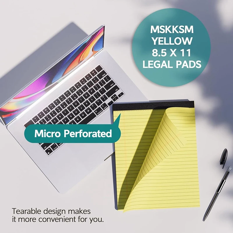 8PCS Notebook Pads 8.5 X 11 Inches Writing Pads, Wide Ruled Notepads Yellow Paper Pads For School, Office