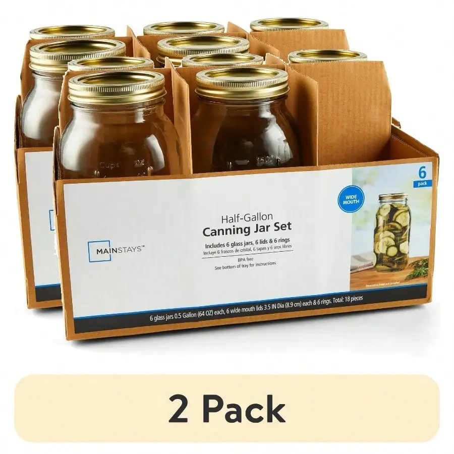 

(2 Pack) 64 oz Airtight Glass Jars (6 pcs),Glass and Tin