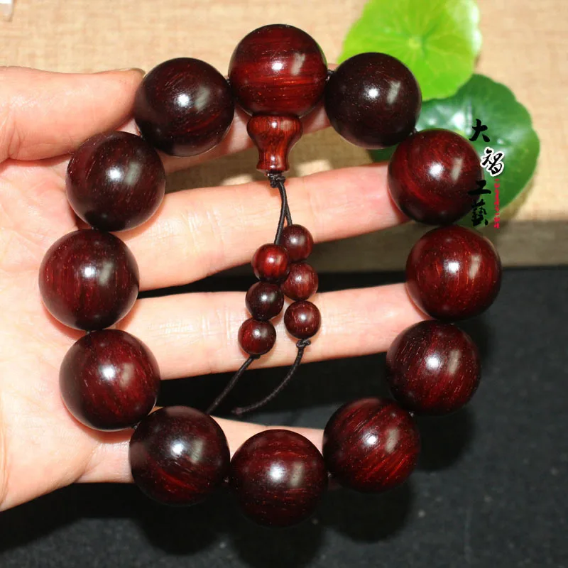 Old material Indian small-leaf rosewood hand-polished beads with the same material, smooth grain, high-density cowhair pattern,