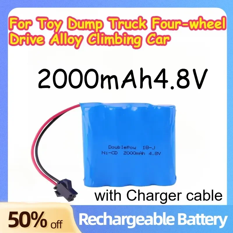 

Rechargeable Battery 4.8V 2000mAh for Toy Dump Truck Four-wheel Drive Alloy Climbing Car Large Capacity Lithium Battery