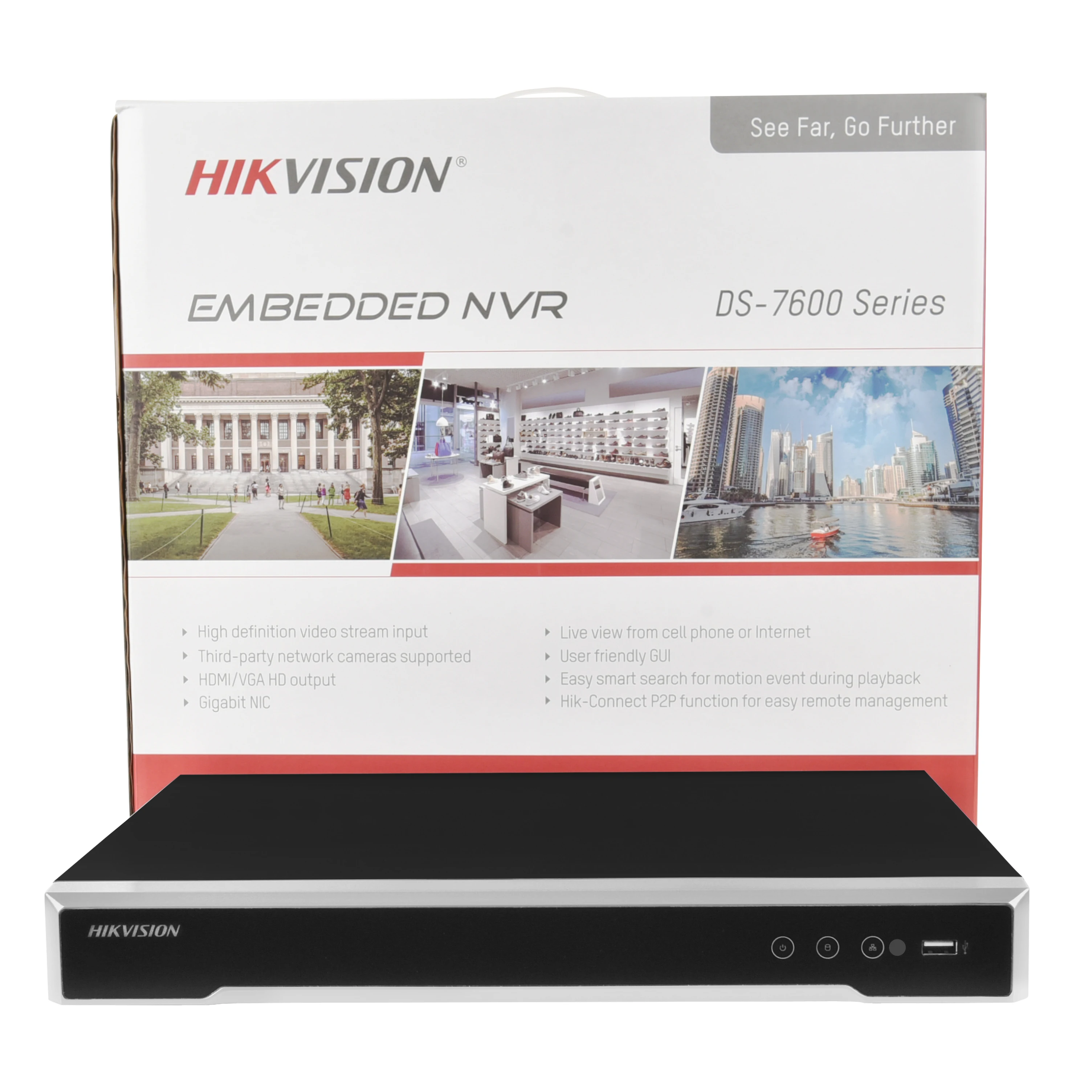 Imagem -02 - Hikvision-gravador de Rede de Saída Independente Ds7608ni-m2 8p Poe 4k 8ch Nvr Portas Sata Hdmi Vga Original