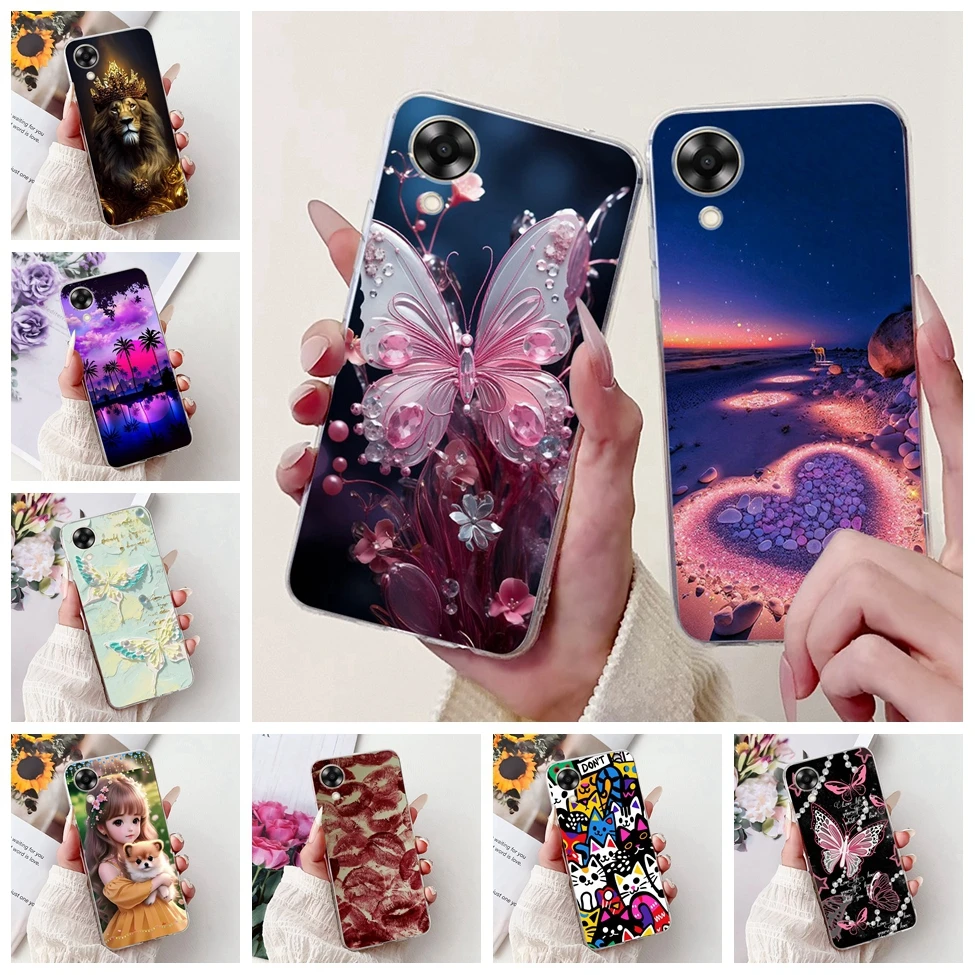 For Oppo A17 CPH2477 A17K CPH2471 Case Cover Clear Cute Luxury For Girls Boys Funda For Oppo A17k Phone Back Covers Butterfly