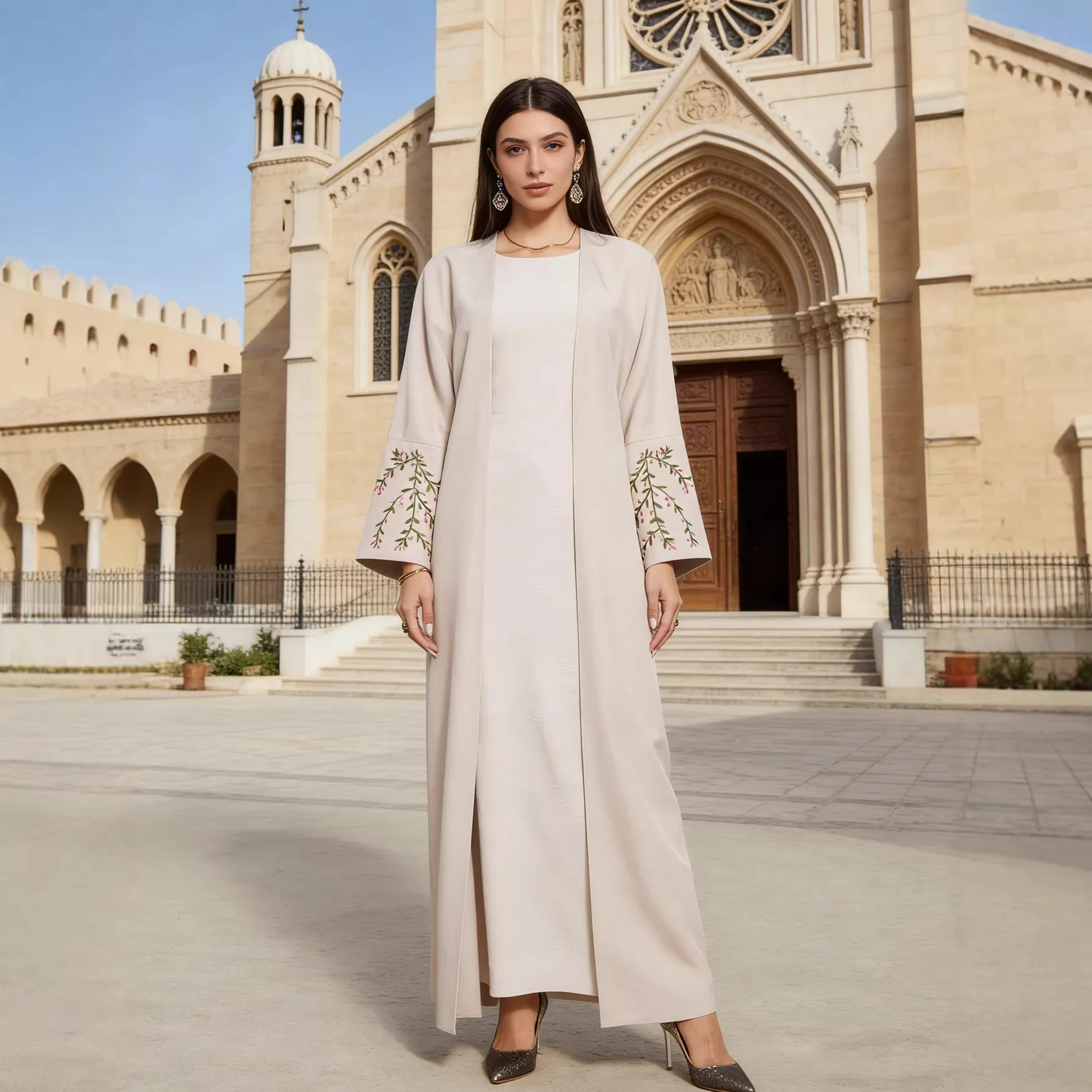 

2026 New Embroidered Clothing Fashionable Elegant Cardigan Embroidered Dress Robe Robe Abaya Ramadan Dubai Luxury Islam Elegant