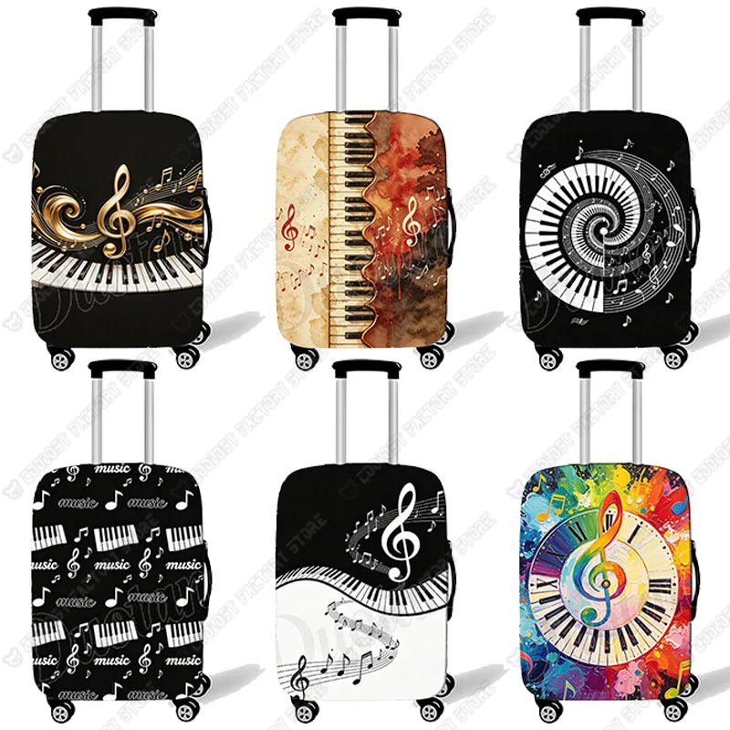 Musical Notes Piano Keyboard Musical Staff Lines Pattern Luggage Covers Colorful Music Note Anti-dust Suitcase Protective Cover